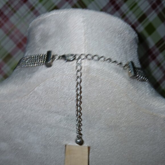 Silver Tone Multi Strand Choker Necklace Vintage Costume Jewelry #100 - Picture 6 of 9